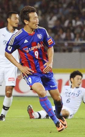 FC東京―大分 前半、先制ゴールを決めるFC東京・渡邉=8月3日、味スタ(共同通信)