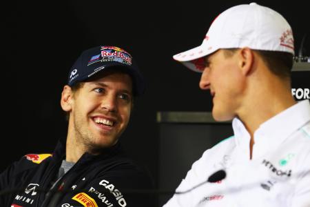 フェテル(左)はシューマッハー(右)のシーズン連勝記録を塗り替えた Red Bull