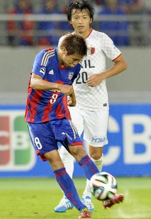 FC東京―鹿島 後半、ゴールを決めるFC東京・三田=味スタ