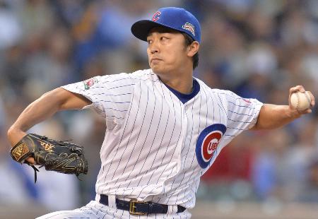 肘の手術を乗り越え、ロッキーズ戦に先発し、7回を1失点でメジャー初勝利を挙げたカブス・和田=シカゴ(ゲッティ=共同)