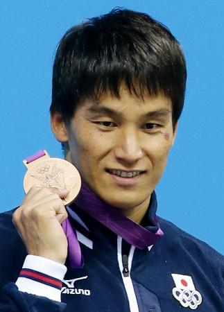 ロンドン五輪の200メートルバタフライで前回北京大会に続く銅メダルを獲得した松田丈志(2012年8月1日、共同)