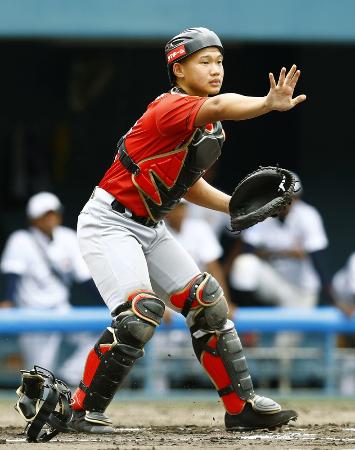 U18アジア選手権で、インドネシアの捕手としてプレーしたリム・アンダーセン選手=宮崎アイビー