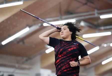 セイコー・ゴールデングランプリの前日練習に臨む女子やり投げの北口榛花=国立競技場(代表撮影)