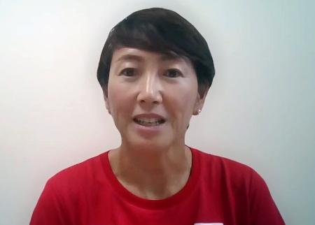 オンラインで記者会見するテニス女子の杉山愛監督=21日