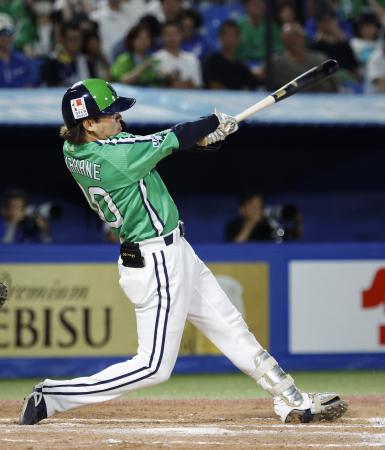 7回ヤクルト2死一、三塁、赤羽が左前に決勝打を放つ=神宮