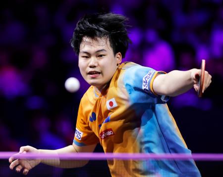 男子シングルス1回戦で李尚洙に逆転勝ちした松島輝空=横浜BUNTAI