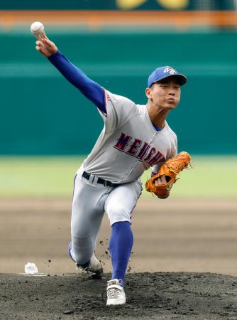 聖隷クリストファー戦に先発した明秀学園日立・中岡=甲子園
