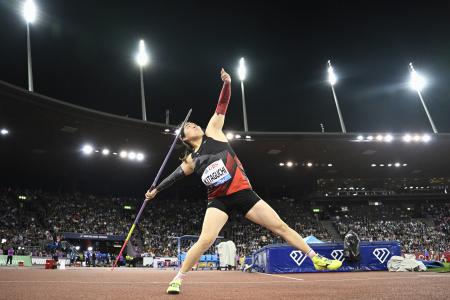 女子やり投げで最下位の6位に終わった北口榛花=チューリヒ(共同)