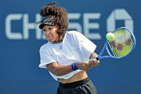 女子シングルス準々決勝に向け、調整する大坂なおみ=ニューヨーク(共同)