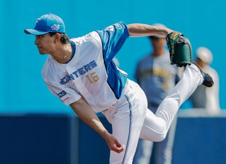 阪神戦に先発し、４回無失点の日本ハム・達＝Ｅｎａｇｉｃ名護 