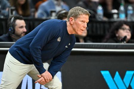 ゴンザガ大のマーク・フュー監督＝３月、ポートランド（ロイター＝共同） 