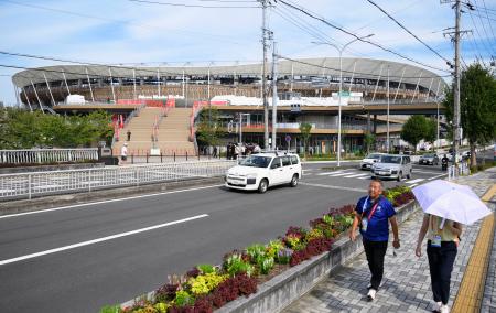 第２０回アジア競技大会の開会式が行われるパロマ瑞穂スタジアム＝１８日、名古屋市 