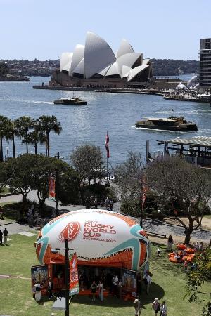 ラグビーＷ杯開幕１年前イベントの会場＝１日、シドニー（ワールドラグビー提供・ゲッティ＝共同） 