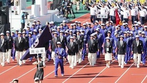 岩手国体開幕、力強く行進 3年連続10位台前半挑む岡山