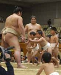 取組、稽古の迫力間近で 大相撲山口場所に3300人